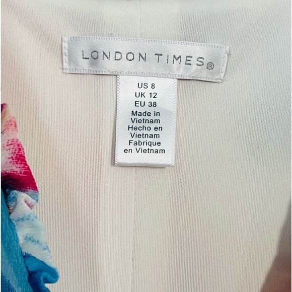 London Times Tie Dye Rainbow Watercolor Gender Reveal Maxi Sleeveless Dress sz 8 - Picture 10 of 10